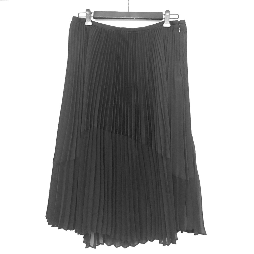 Black midi pleated a-line skirt
